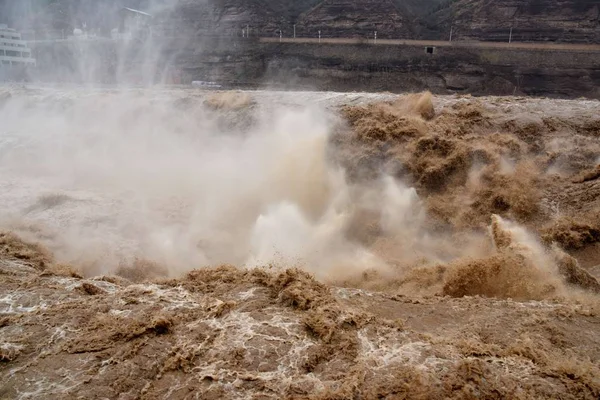Tekintettel Hukou Waterfall Festői Helyszínen Mentén Sárga Folyó Megyében Linfen — Stock Fotó