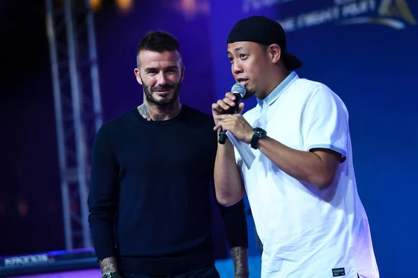 英国足球明星大卫 贝克汉姆出席2018年4月29日在中国澳门举行的巴黎人促销活动 — 图库照片