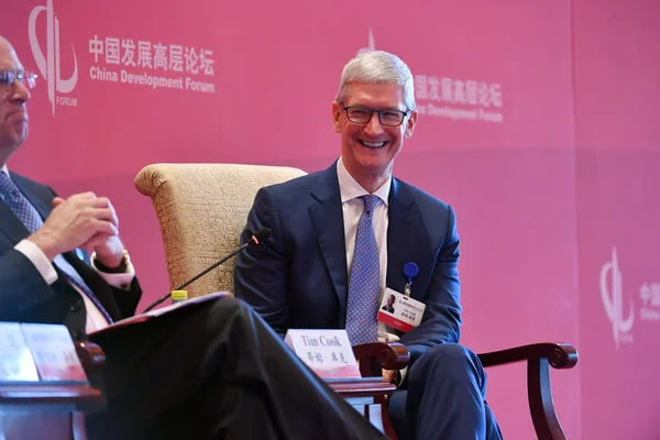 Tim Cook Ceo Apple Inc Reacts Sub Forum China Development — Stock Photo, Image