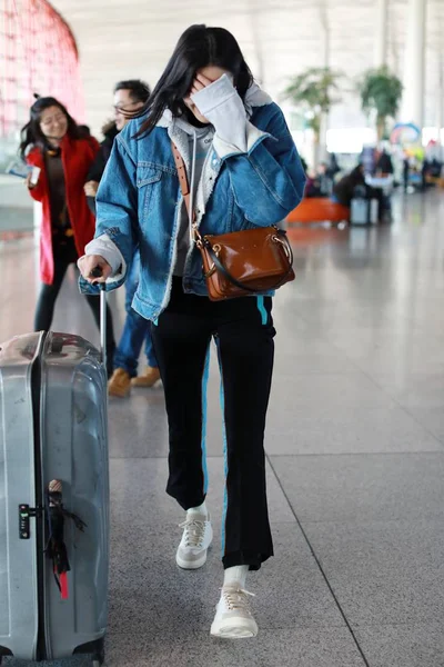 Chinese Model Liu Wen Pictured Beijing Capital International Airport Beijing — Stock Photo, Image