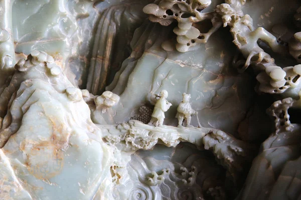 Jade Скульптура Яка Зображує Давньої Казці Легендарна Особистість Великого Sage — стокове фото