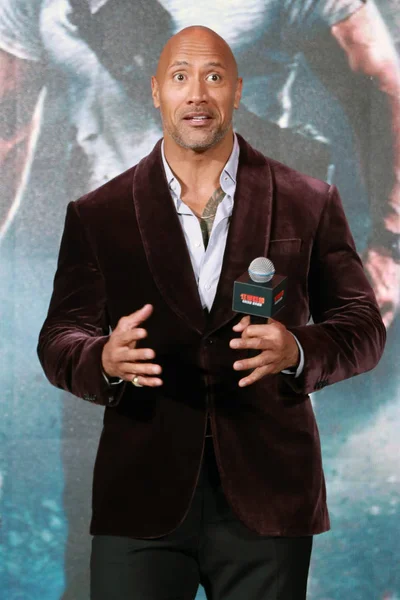 American Actor Dwayne Johnson Attends Press Conference His New Movie — Stock Photo, Image