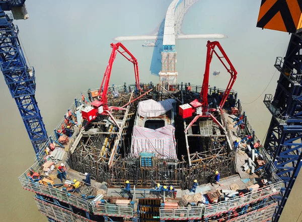 Вид Висоти Головний Причал Найдовший Кабель Світу Залишився Міст Хатонг — стокове фото