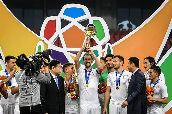 Spelare Uruguay Fotbollslandslaget Delta Champion Prisutdelningen För 2018 Gree Kina — Stockfoto