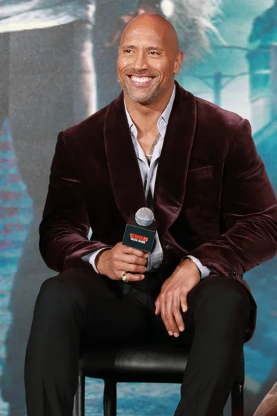 Der Amerikanische Schauspieler Dwayne Johnson Bei Einer Pressekonferenz Seinem Neuen — Stockfoto