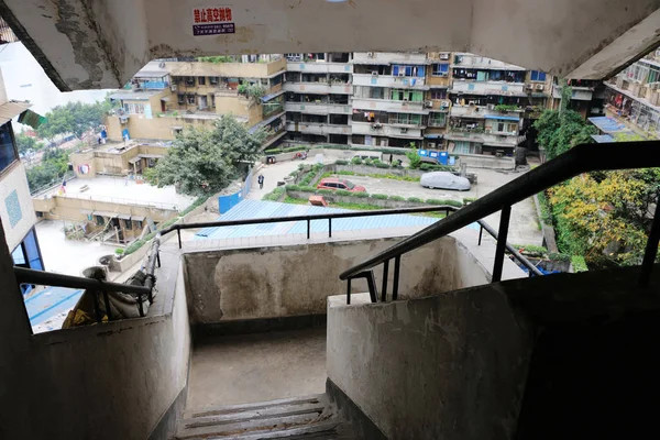 Uma Vista Escadas Dos Seis Edifícios Apartamentos Residenciais Andares Interligados — Fotografia de Stock