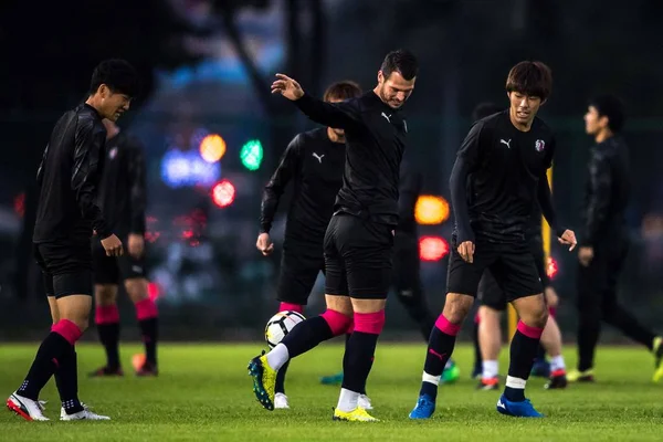 Japonya Nın Cerezo Osaka Oyuncuları Grubu Maç Önce Çin Guangzhou — Stok fotoğraf