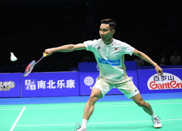 Lee Chong Wei Malezya Bir Atış Için Kento Momota Japonya — Stok fotoğraf