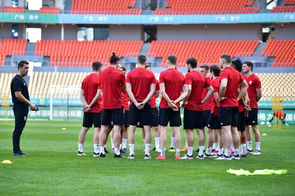 Jogadores Seleção Galesa Futebol Participam Uma Sessão Treinamento Antes Partida — Fotografia de Stock