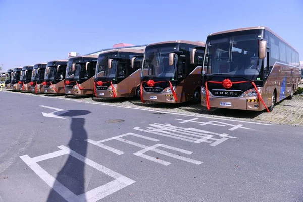 Los Autobuses Ankai Representan Ceremonia Salida Ankai 800 Buses Export — Foto de Stock