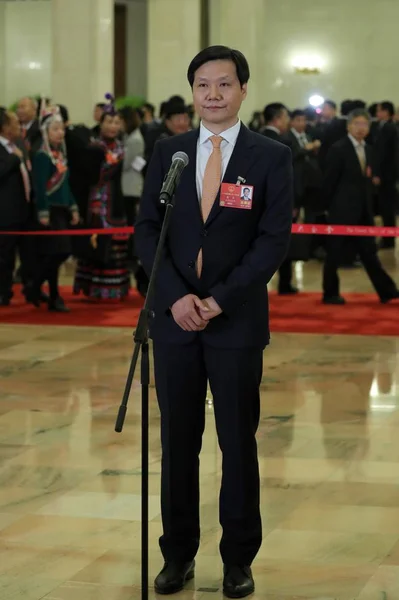 Lei Jun Chairman Ceo Xiaomi Technology Chairman Kingsoft Corp Interviewed — Stock Photo, Image