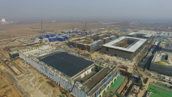 Xiong シビックサービスセンターの空中ビュー 新郡の最初の建設プロジェクト 新しい特別経済水域 Xiong 新エリアの一部 保定市 中国の河北省 月2018 — ストック写真