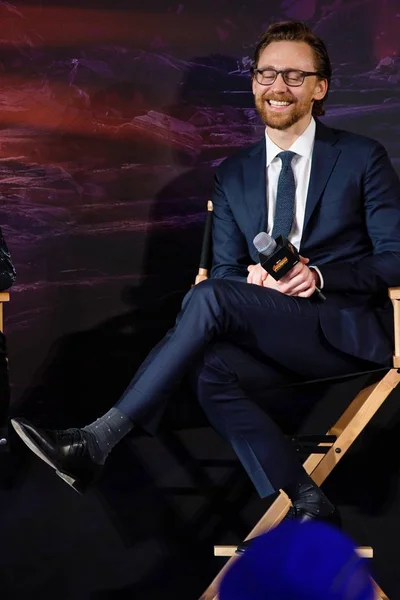 English Actor Tom Hiddleston Attends Press Conference New Movie Avengers — Stock Photo, Image