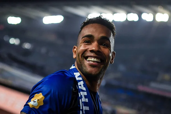 Futebolista Brasileiro Alex Teixeira Jiangsu Suning Sorri Após Sétima Rodada — Fotografia de Stock