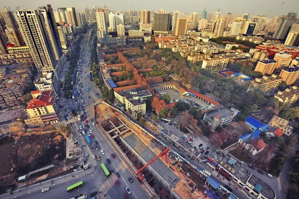 Stadsgezicht Van Residentiële Gebouwen Een Metrostation Aanbouw Changsha City Centraal — Stockfoto