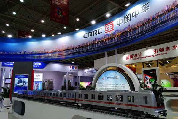 Modell Tåget Displayen Montern Crrc China Railway Rullande Materiel Corp — Stockfoto