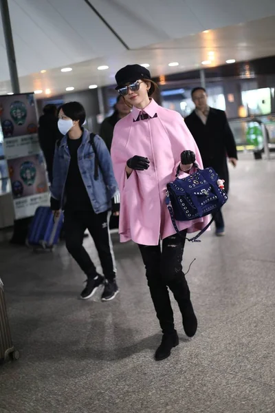 Modella Attrice Taiwanese Lin Chi Ling Fotografata All Aeroporto Internazionale — Foto Stock