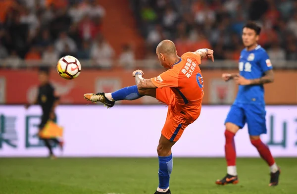 Futbolista Brasileño Diego Tardelli Shandong Luneng Taishan Dispara Contra Henan — Foto de Stock