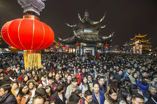 Turisti Residenti Locali Affollano Una Fiera Delle Lanterne Confucius Temple — Foto Stock