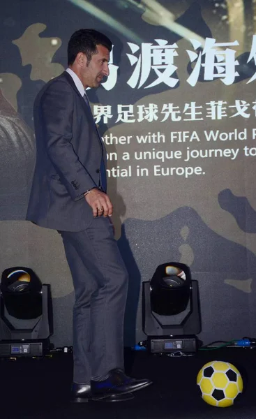 Futbolista Portugués Retirado Luis Figo Asiste Evento Promocional Shanghái China — Foto de Stock