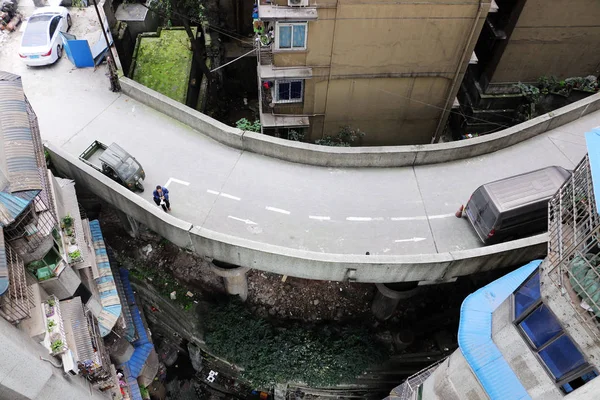 Chongqing Çin Asansörü Olmayan Birbirine Bağlı Altı Katlı Yüksek Katlı — Stok fotoğraf