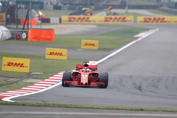 German Sebastian Vettel Ferrari Steers His Car Qualifying Session 2018 — Stock Photo, Image
