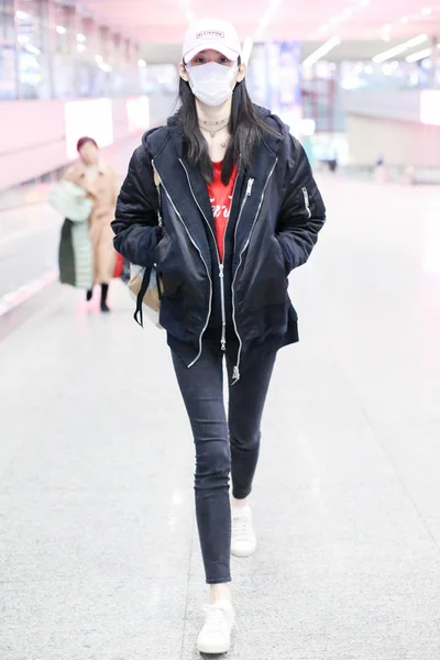 Chinese Model Mengyao Better Known Ming Pictured Beijing Capital International — Stock Photo, Image
