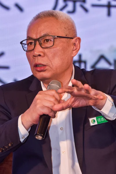 Ren Zhiqiang, former Chairman of Huayuan Property Co., Ltd., attends the founding ceremony of the Sichuan Project Center of the Alashan SEE Ecological Association in Chengdu city, southwest China\'s Sichuan province, 25 April 2018.