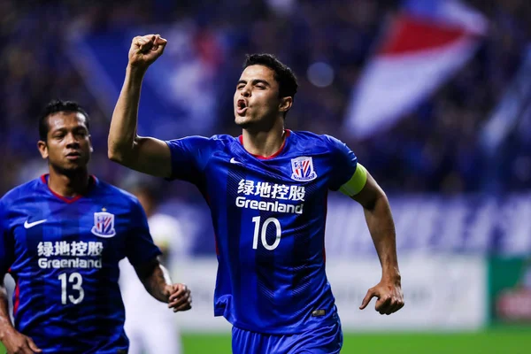 Colombian Football Player Giovanni Moreno China Shanghai Greenland Shenhua Celebrates — Stock Photo, Image