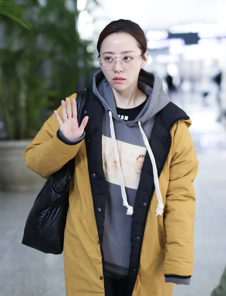 Cantora Chinesa Jane Zhang Zhang Liangying Retratada Aeroporto Internacional Hongqiao — Fotografia de Stock