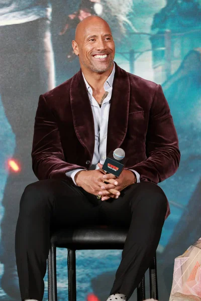 Actor Estadounidense Dwayne Johnson Asiste Una Conferencia Prensa Para Nueva —  Fotos de Stock