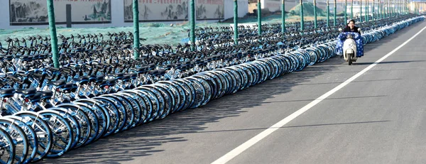 Des Vélos Hellobike Autres Services Chinois Partage Vélos Sont Alignés — Photo