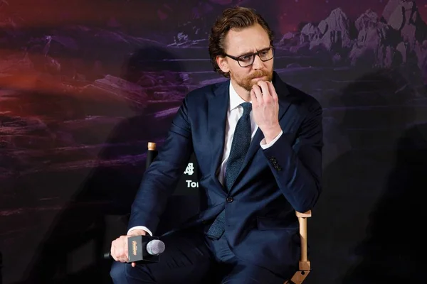 Attore Inglese Tom Hiddleston Partecipa Una Conferenza Stampa Nuovo Film — Foto Stock