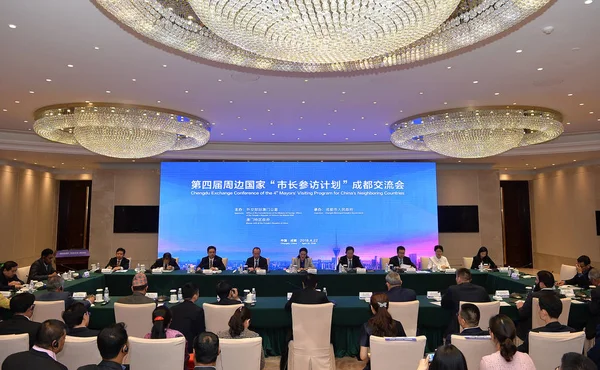 2018年4月22日 中国四川省成都市举行第四届中国周边国家市长互访会议 — 图库照片