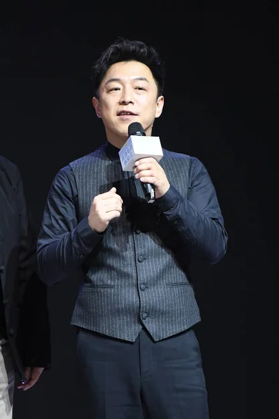 Chinees Acteur Regisseur Huang Woont Een Persconferentie Voor Nieuwe Film — Stockfoto