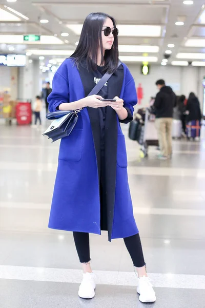 Китайська Модель Актриса Чжан Zilin Зображений Пекінського Міжнародного Столичного Аеропорту — стокове фото