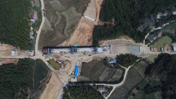 Luftaufnahme Der Baustelle Des Langxi Abschnitts Für Die Hochgeschwindigkeitsbahn Shangqiu — Stockfoto