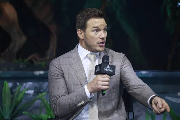 Actor Estadounidense Chris Pratt Asiste Una Conferencia Prensa Para Nueva — Foto de Stock