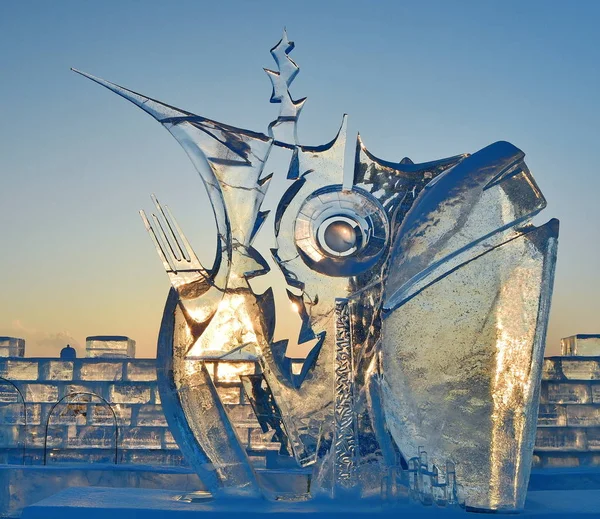 Скульптура Кристалічний Лід Виставлений Показ Харбін Місто Провінція Північно Східному — стокове фото