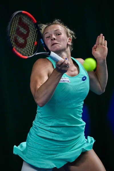 Katerina Siniakova Van Tsjechië Teruggegaan Een Schot Simona Halep Uit — Stockfoto