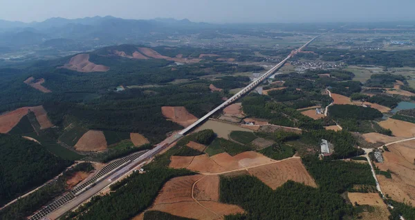 Luftaufnahme Der Baustelle Des Langxi Abschnitts Für Die Hochgeschwindigkeitsbahn Shangqiu — Stockfoto