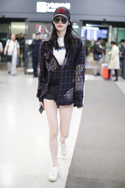 Chinese Model Mengyao Better Known Ming Pictured Shanghai Hongqiao International — Stock Photo, Image