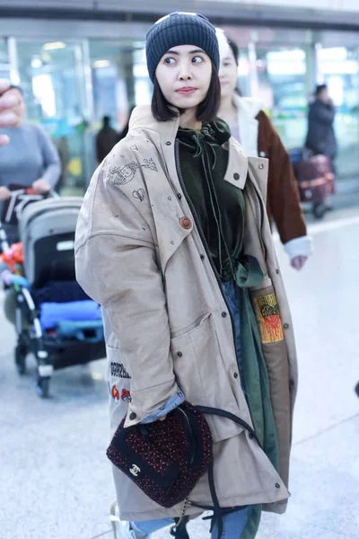 Тайваньская Певица Джолин Цай Изображена Пекинском Столичном Международном Аэропорту Пекине — стоковое фото