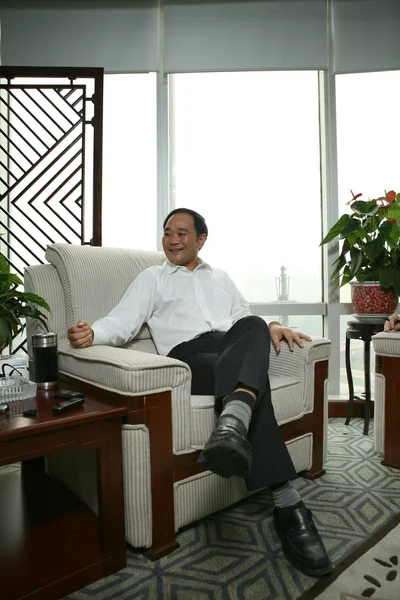 Shufu Ordförande Zhejiang Geely Holding Group Ltd Deltar Intervju Beijing — Stockfoto