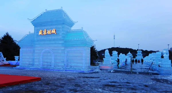 Esculturas Gelo São Retratadas Durante Shenyang International Snow Sculpture Art — Fotografia de Stock