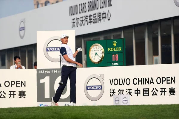 Haotong Chin Konkuruje Pierwszej Rundzie 2018 Turniej Golfowy Volvo China — Zdjęcie stockowe