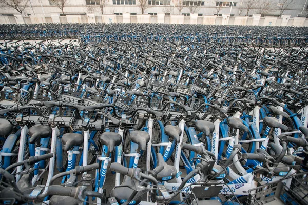 Vista Aérea Bluegogo Bicicletas Compartidas Del Servicio Chino Transporte Taxis —  Fotos de Stock