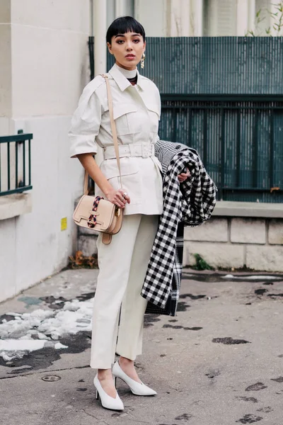 Paseos Peatonales Moda Por Calle Durante Semana Moda París Otoño —  Fotos de Stock