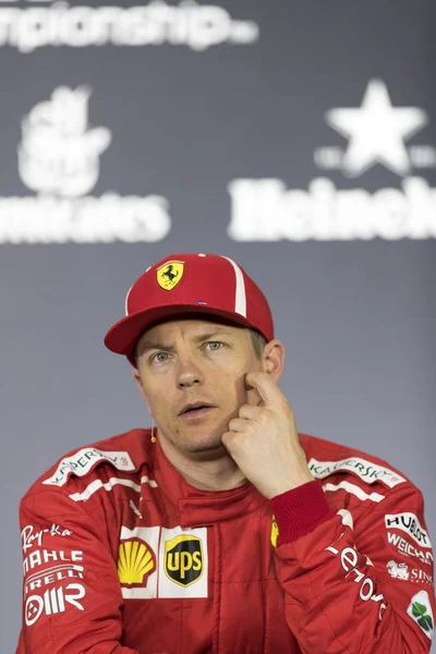 Finlandese Kimi Raikkonen Della Ferrari Partecipa Alla Conferenza Stampa Dopo — Foto Stock