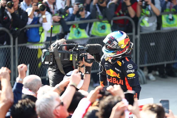 Αυστραλός Πιλότος Της Ντάνιελ Ricciardi Της Red Bull Racing Πανηγυρίζει — Φωτογραφία Αρχείου